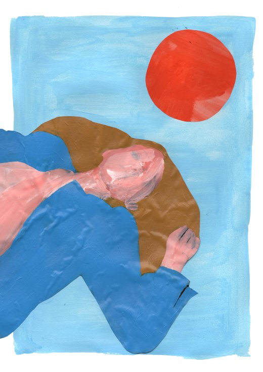 a man is playing with a red frisbee