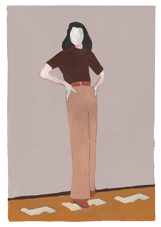 a woman standing on top of a wooden floor