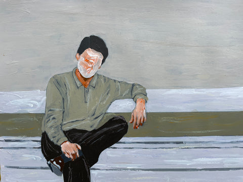 Original Taking a break "On the bench" A3